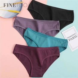 Women's Panties 3Pcs/Lot Women Cotton Sexy Low Waist Underwear Girls Breathable Briefs Female M-XL Solid Colour Stripe Intimates Lingerie