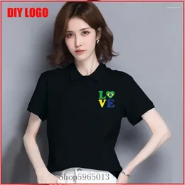 Women's Polos Casual I Love Brazil Polo Shirt Women Printed Tees Personalized Short Sleeves Cotton Fashion Custom Apparel