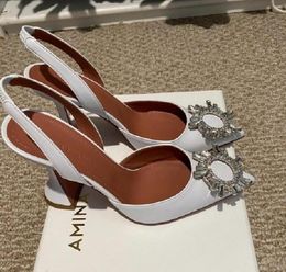 Fashion Season Shoes Amina Italy Muaddi Pumps White Leather Begum Slingback Crystal Wedding Party Bride Bridesmaid Princess7182186