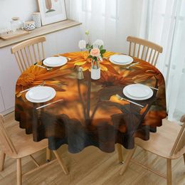 Table Cloth Chrysanthemum Flower Tablecloths For Dining Waterproof Round Cover Kitchen Living Room