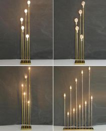 Party Decoration 10head Golden Metal Candelabra Candle Holder Wedding Table Centerpieces Home Tall Electronic Candlestick5691997