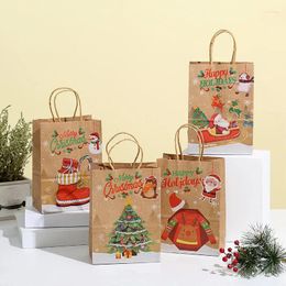 Gift Wrap Kraft Paper Handbag Flower Candy Cookie Chocolate Packaging Bag Christmas Pattern Bags Festival Party Wrapping