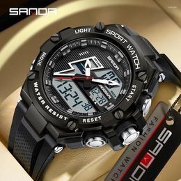 Wristwatches SANDA Men's Watch Electron Multi-Function Fashion Trend Outdoor Sports LDE Digital Luminous Alarm Clock Waterproof Male Watches