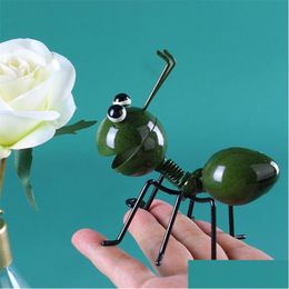 Decorative Objects & Figurines 4Pcs Colorf Cute Garden Art Metal Scpture Ant Ornament Insect For Hanging Wall Lawn Decor Indoor Outdoo Dhytx