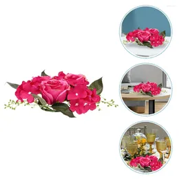 Decorative Flowers Artificial Candlestick Garland Christmas Layout Props Ring Decorate Wreath Plastic Rings For Pillars Party Supplies
