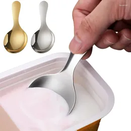 Spoons 5Pcs Short Handle Ice Cream Stainless Steel Sugar Salt Scoop Tea Coffee Dessert Spoon Mini Condiment Scoops Kitchen Tools