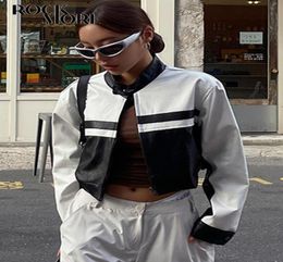 Men s Hoodies Sweatshirts Rockmore PU Leather Jackets Streetwear Black White Contrast Autumn Fashion Cropped Coat for Women y2k Ca9344200