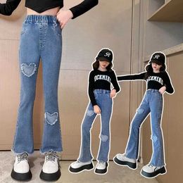 Trousers Girls Pants Long Trousers Cotton 2024 Sweetheart Jean Spring Autumn Teenagers Babys Kids Pants OutdoorTeenagers Childrens Clo Y240527
