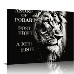Inspirational Lions Wall Art Framed for Office, Bathroom, Kitchen, Gym, Classroom - Positive, Beautiful & Motivational Quotes Animals Canvas for Home Wall Decor