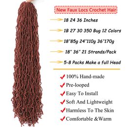 Top Synthetic Faux Locs Crochet Hair Ginger 350 Copper Red 12 Colours Curly Wavy Soft Locs Crochet Braids Pre Looped Crochet Locs