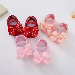 First Walkers Spring Summer Bow Princess Shoes Versatile Daily Girl Baby Anti Slip Soft Sole Polka Dot Breathable Kids Toddler