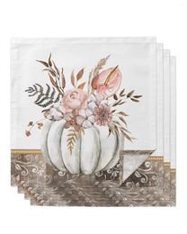 Take Out Containers Thanksgiving Pumpkin Leaves Table Napkins Cloth Set Handkerchief Wedding Party Placemat Holiday Banquet Tea