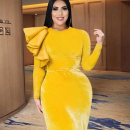 Plus Size Dresses Velvet For Birthday Party Sheath Bodycon Full Sleeve Cocktail Women Clothing Sexy Slit Prom Gown Dress Outfits 285d