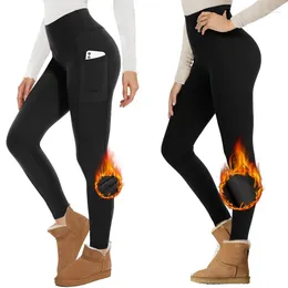 Active Pants VITALINOVO Fleece Lined Leggings Women High Waisted Warm Winter Yoga For Thermal Running Workout Black