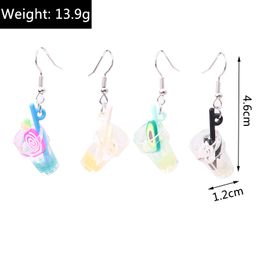 Aihua Earrings Sets Summer Drinks Earrings for Woman Hanging Candy Colours Fruit Juice Ice Cream Goblet Ear Hooks Jewellery Trendy