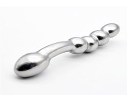 stainless steel doublelsided curvy vaginal dildo dong artificial penis beads masturbation anal plug sex toys for women XCXA3647746670
