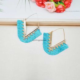 2024 Earrings Alloy Geometry V-shaped Colorful Face Thick Fringe Spring Color Womens New