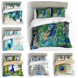 Bedding Sets 3D Bedclothes Bed Set Peacock Animal Flower Reactive Printed 3pcs Duvet Cover Pillowecases Home Textile