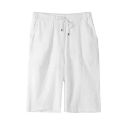 Men's Pants Work For Men Solid Colour Casual Seven Point Trousers Straight Leg High Waisted Drawstring Summer Pantalones
