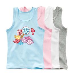 Tank Top Girls Candy Lollipop Sweet Tank Top Cotton Underwear Summer Children Sleeveless T-shirt Beach Clothing Kids Cute Vest Y240527