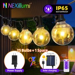 31FT G40 LED Patio String Fairy Lights, 25+1 Bulbs Waterproof Outdoor Garden Garland String Lamps for Pub Christmas Party Decor