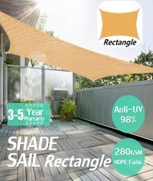 2x5m Heavy Duty Waterproof Sun Shade Sail Outdoor rectangular Awning Canopy Garden Tent Shade Sun Shelter6052791