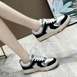 Casual Shoes Breathable Fashion Genuine Leather Women Platform Female Student Vulcanize Thick-soled 3.5cm Running Sneakers