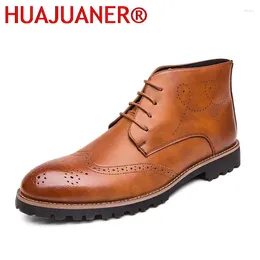 Boots Men's High Quality Leather Shoes For Men Business Ankle Handmade Lace-up Oxford Boot Formal Dress Man Shoe