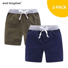 Mudkingdom 2-pack Big Boys Cotton Athleisure Knit Drawstring Shorts for Toddler Clothes Thin Jersey Material Casual Beach L2405