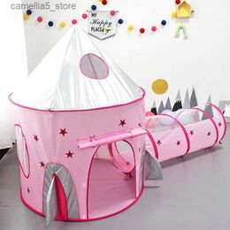 Toy Tents Kids Play Tent Portable Children Tent With Tunnel Playhouse Folding Tipi Baby Playhouse Tent Girls Pink Princess Castle Tent Q240528