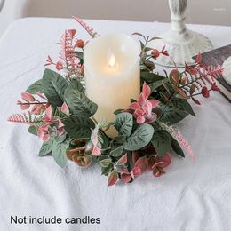 Decorative Flowers 25cm Artificial Flower Leaves Wreath Candlestick Garland Christmas Wedding Party Christams Table Door Window Wall Garden
