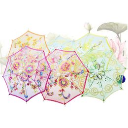 200pcs Mini Lace Kid Umbrella Flower Silk Lace Cloth Toy Parasol for Children 28cm/53cm Dia Wedding Decor Party Supplies ZA1287