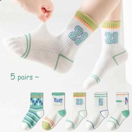 Kids Socks Kids Socks 5 pairs of childrens socks girls medium tube socks large childrens and boys socks summer fine mesh breathable cotton socks WX5.27