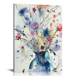 Flower Pictures Canvas Wall Art Floral Botanical Prints Wildflower Plant Pictures Wall Decor Floral Posters Colourful Watercolour Floral Prints
