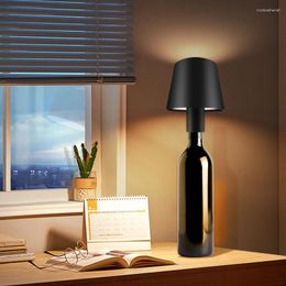 Table Lamps Rechargeable LED Wine Bottle Lamp Smooth Surface Desk For Bar Cafe Atmosphere Night Decoration 3 Color Adjustable