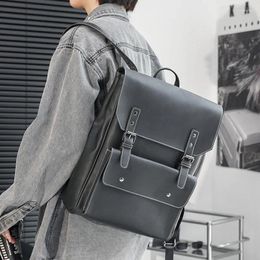 Backpack Laptop Backpacks PU Leather Men 15 Inch Notebook Unisex Schoolbag Waterproof Business Travel Multifunction Bag