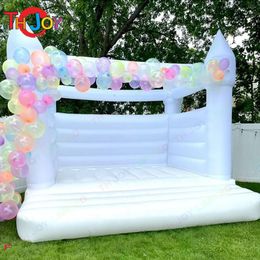 outdoor activities 4.5mLx4.5mWx3mH White Bounce Castle Inflatable Jumping wedding Bouncy house jumper Adult and Kids Newdesign Bouncer Castles for Weddings Party