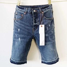 Men's Jeans High quality purple ROCA brand jeans oversized loose fitting jeans casual basic denim shorts repair low starting price tight jeans J240527