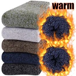 Men's Socks 5 Pairs Wool Mens Warm Winter Solid Colour Ultra Soft Comfortable Plush Cold Weather Thick Boots