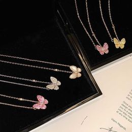 Beliebte Überraschungs Van Halskette Geschenke Schmuck für neue volle Diamond Schmetterling Halskette 18K Roségold plattiert TQB0