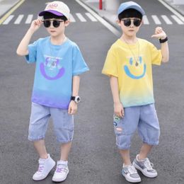 Clothing Sets Cartoon Kids Boys Summer Short Sleeve T-Shirt Tops And Denim Shorts For Baby Boy Clothes Set 3T 4 6 7 8 9 12Years