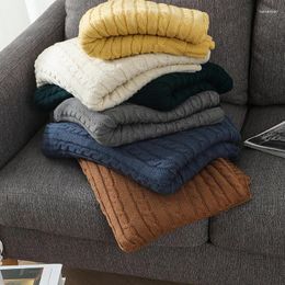 Blankets Ins Knitted Blanket Nordic Sofa Luxury Solid Colour Cover For Bed Plush Throw Lunch Office Sleep