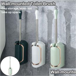 Toilet Brushes & Holders Luxury Clean Brush With Drain Base Wall Mounted Long Handle Cleaning Utensils Household Bathroom Accessories Dh7Rg