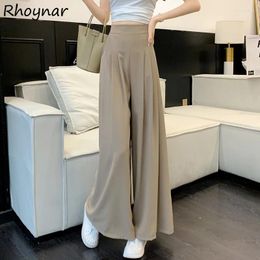 Women's Pants Solid Women Summer Girls Simple All-match High Waist Pleated Baggy Drape Leisure Thin Korean Style Slender Trendy Cosy