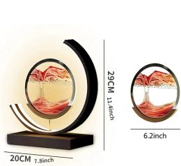 Mobile Hourglass Art Quicksand Painting with LED, 3 Colors Stand Desk Lamp, Unzip Decor, Bedroom Night Light, Holiday Gift.