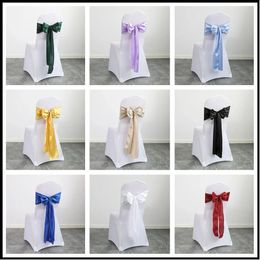 10pcsLot Satin Chair Sashes Bow Wedding Knot Ribbon DIY Ties For Party Event el Banquet Decorations 240513