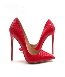 Nuove donne scarpe da donna con tacchi alti rossi stivali a punta in pelle di serpente sandali tacchi a spillo di lusso da donna pompe per la festa della festa di nozze 2000722