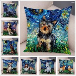 Pillow 45x45cm Colour Pet Shepherd Cover Pillowcase Decorative Oil Painting Cartoon Animal Polyester