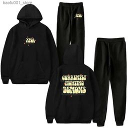 Men's Tracksuits XPLR Sam and Colby Merch Fighting Demons Hoodie Jogger Pants Two Piece Set Sweatshirts+Sweatpants 2023 Hip Hop Men Womens Sets Q240528