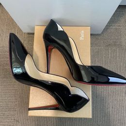 High Heels for Woman Designer Heels Shoes Red Shiny Bottom 6cm 8cm 10cm 12cm Thin Heels Pointed Nude Black Patent Leather Luxury Brand Pumps with Dust Bag 34-44